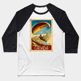 Canada Paragliding Vintage Travel Art Poster Baseball T-Shirt